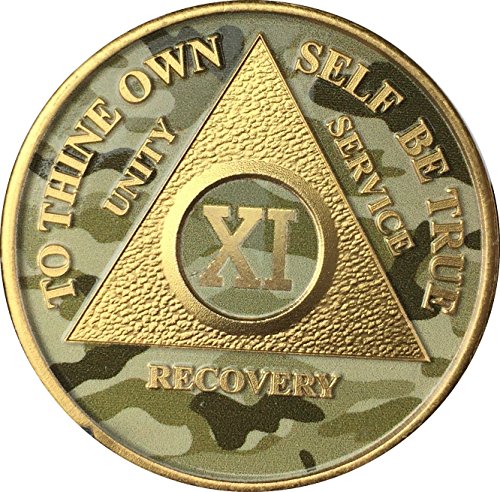 11 Year AA Medallion Camo Gold Plated Anniversary Chip Camouflage Color