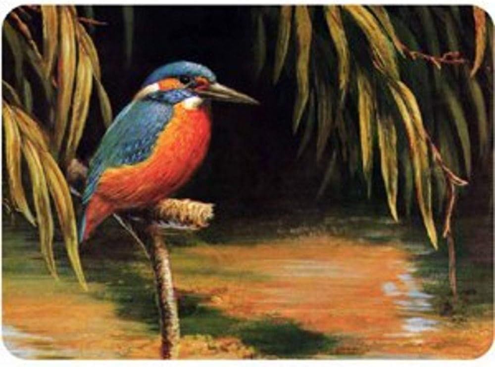 Premium Glass Chopping Board - Kingfisher Design Large Kitchen Worktop Saver Protector