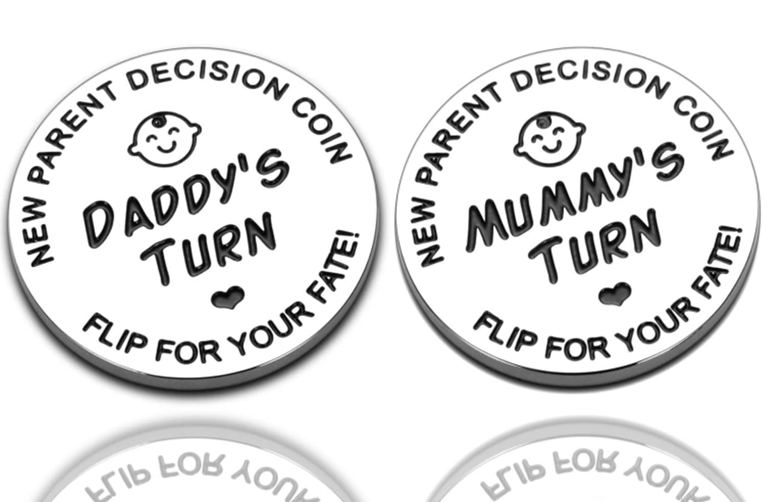 New Parents Decision Coin,Gifts for Mum Dad,Newborn Baby Gifts,New Mum Gifts,Flip Coin Decision,Funny,Birthday,Anniversary,Stainless Steel (Silver)
