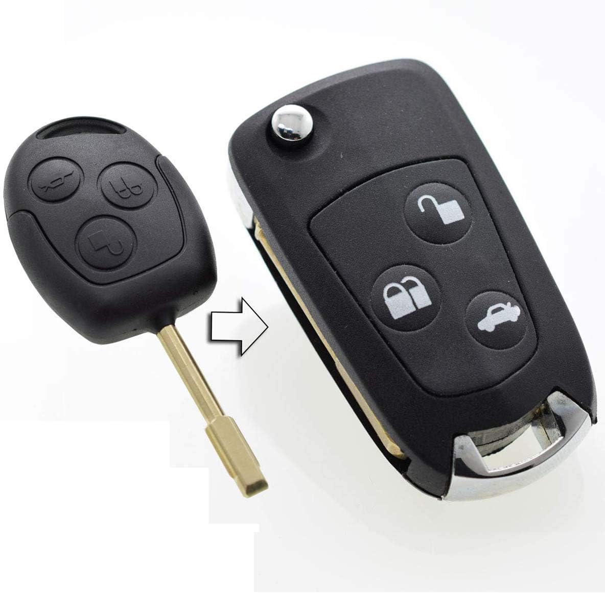 Ellenne Car Key Conversion Kit Ford Fiesta Focus KA Transit KUGA FORD-12, Black - Image 3
