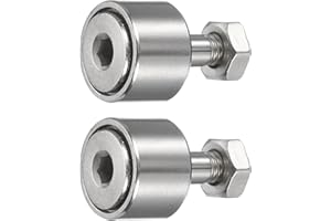 uxcell 2 Pcs CF4/KR12 X Cam Follower Track Runner Bearing, 304 Stainless Steel Needle Roller Stud Track Bearing, 12mm Roller 