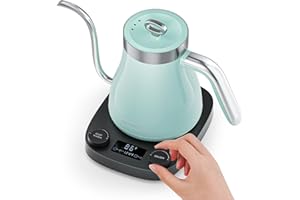Maestri House 8-In-1 Gooseneck Electric Kettle with ±1°F Temperature Control, 90° Steady Water Flow, 1200W Quick Heating, Keep Warm, LCD Display, Child Lock, Timer, Strix Thermostat 0.95L (Blue)