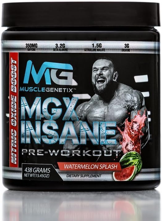 MGX Insane Pre Workout by MGX Nutrition - Nitric Oxide Preworkout Drink to Boost Energy & Endurance - Watermelon Flavor