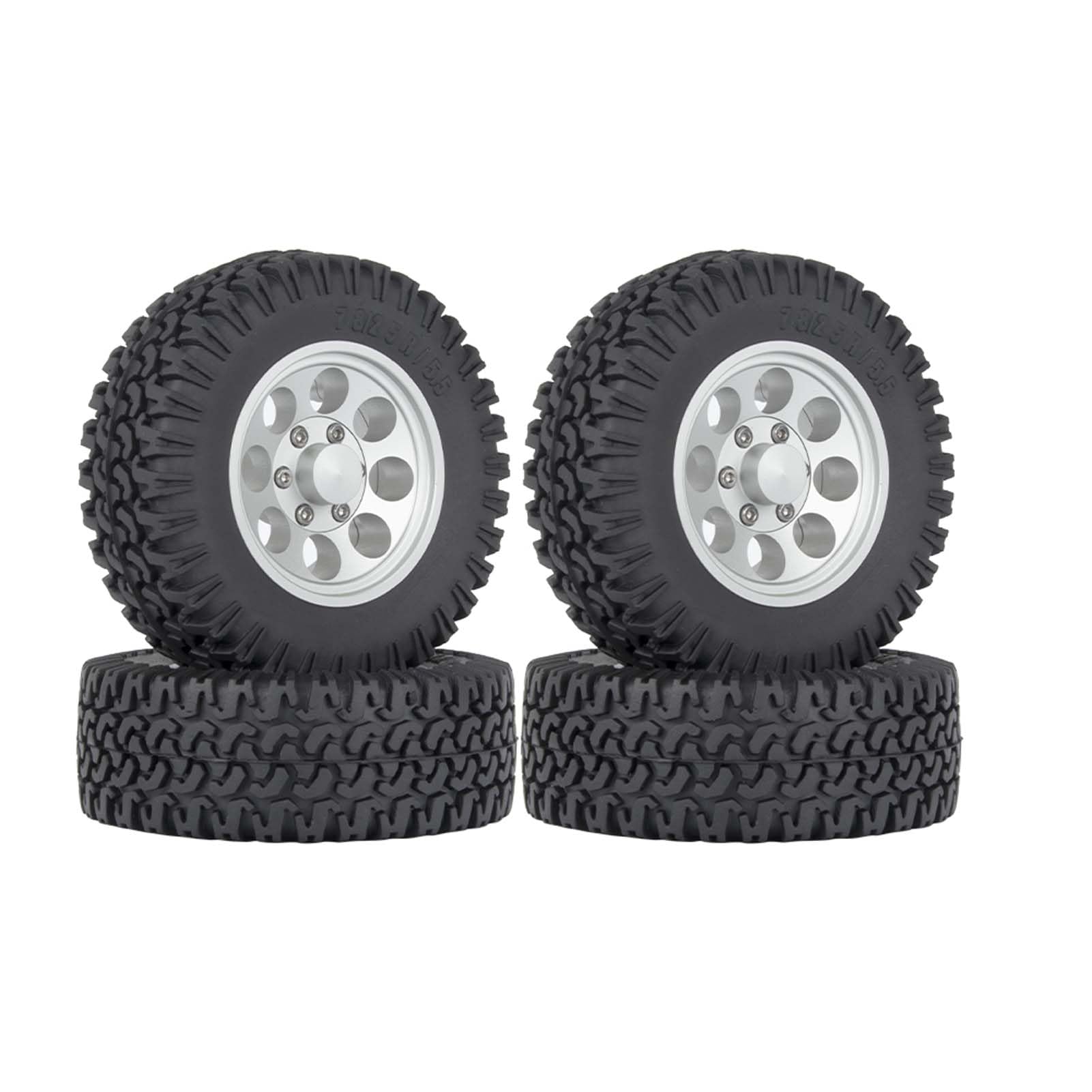 KEEDA RC 78 mm Tyres and Alloy 1.55 Inch Beadlock Wheels Rims for 1:10 RC Crawler Car Tamiya CC01 CC02 LC70 MST JIMNY AX90069 D90 (A Silver), K-1.55ATIRE8ORIM-WHITE
