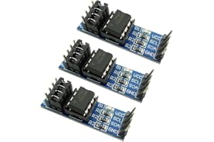 Ferwooh 3PCS EEPROM Memory Module AT24C256 Chip I2C Serial Interface Data Storage Memory Module Onboard 8P Chip Holder with Onboard LED Indicator
