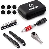 EMERK Bike Repair Tool Kit with Ratchet Wrench, 10 Bits &amp; 2 Tire Levers | Portable Bicycle Multi Tool for Mountain, Road &amp; E-Bike, Presta/Schrader Valve Compatible