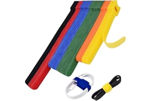 NAYZWOK 80pcs Cable Ties Reusable Multicolor Wire Ties Cable Management Cord Ties Reusable for Electronics Hook and Loop Cable Ties for Computer 4 6 8 Inch with 6 Colors