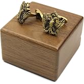 Classic Brass Cufflinks for Men With Walnut Gift Box