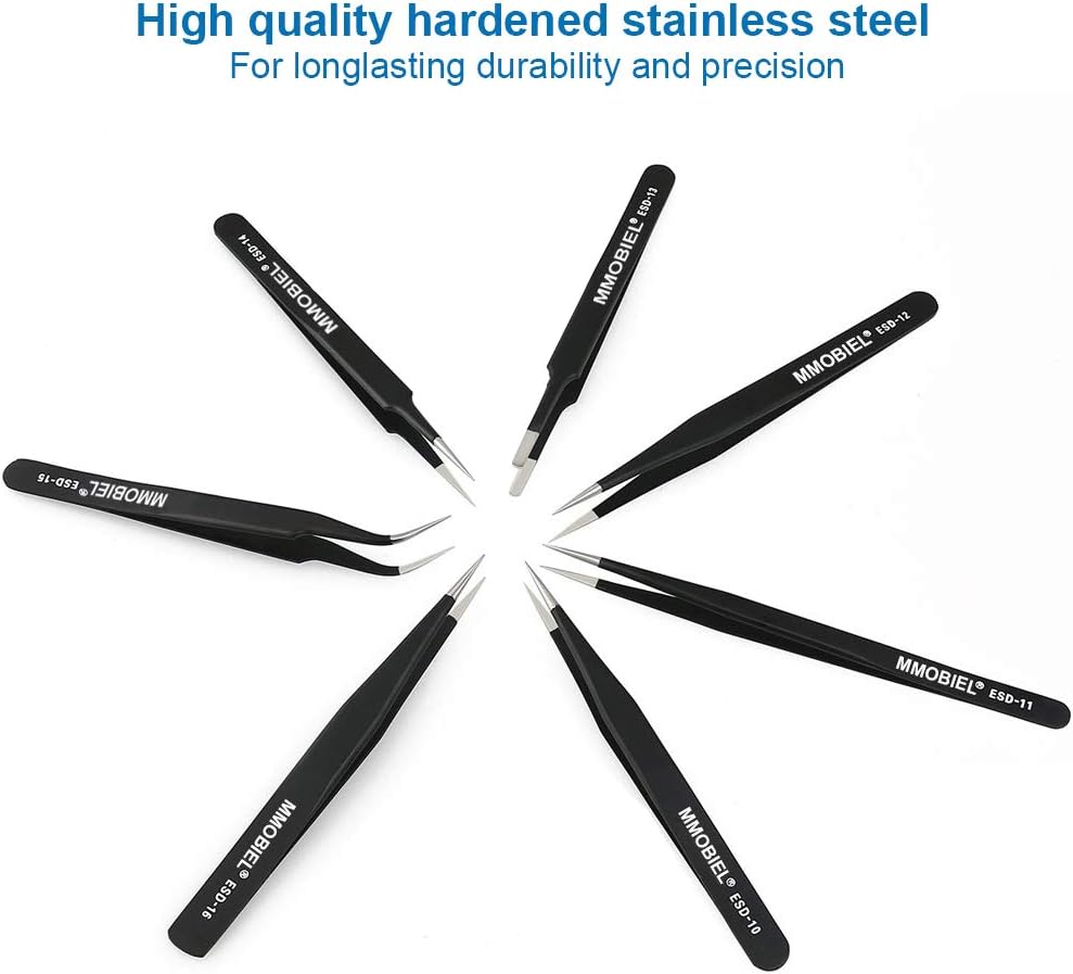 MMOBIEL 7X Precision Tweezers Set, Anti-Static Stainless Steel ESD Tweezers, for Electronics Laboratory Work, Jewelry, Craft - Image 5