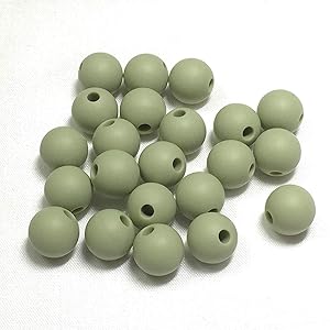 Silicone Beads for Teething | 15mm 100pc Jewelry Making Beads | Food Grade BPA Free Chewable Beads for Teethers, Nursing Necklaces, Bracelets (15mm, 13 Olive)