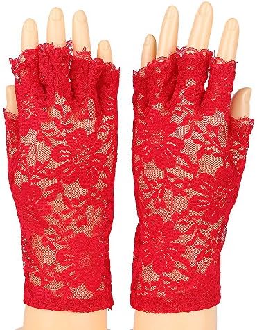 Women’s Summer UV Protection Fingerless Lace Gloves, Elegant Lady's Wrist Length Bridal Party Evening Lace Gloves