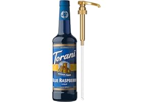 Torani Sugar Free Syrup, Blue Raspberry, Zero-Calorie Flavoring for Drinks, Pump Included, 25.4 Oz