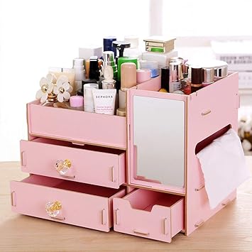 Amazon Com Clgty Makeup Organizer Wooden Drawers Cosmetic