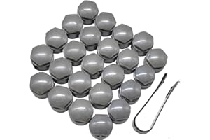 XUKEY Wheel Center Caps for Audi: 20pcs 25mm Wheel Hub Lug Nut Bolt Caps Designed for Audi A1 A2 A3 A4 A5 A6 A7 A8 Q3 Q5 TT S3 S5 S6 S8 RS3 RS4 RS5 RS6 R8 with 4 Locking Caps + Removal Tool (Grey)