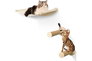 COZYYROME Cat Wall Mounted Shelves and Perches,Cat Wall Furniture Climbing Shelves with 2 Steps,Cat Hammock Cat Wall Shelf for Indoor with Plush Covered, Cat Bed Set for Cat Gift