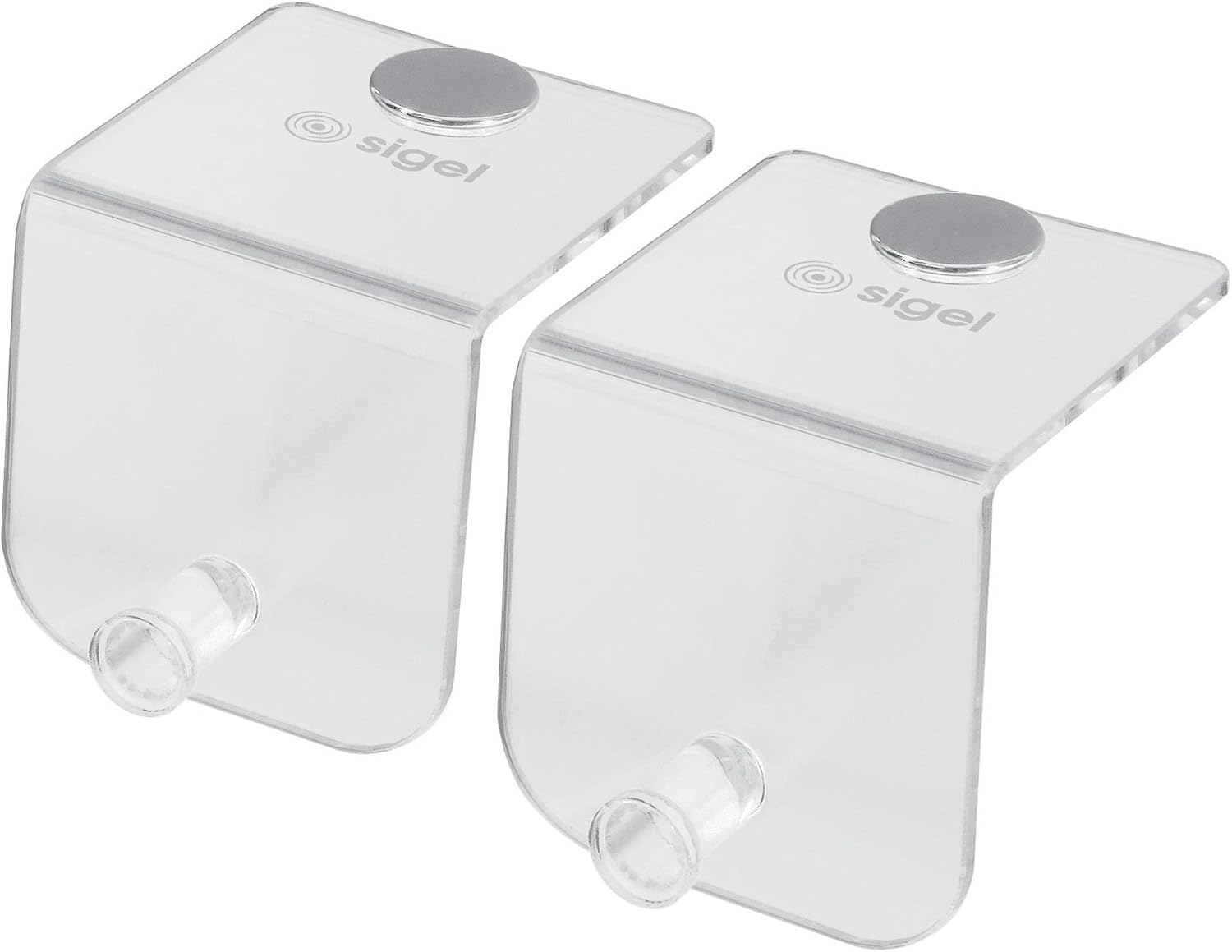 SIGEL SB700 Flipchart Hooks, 6 X 6 X 6.3 Cm, Transparent, Acrylic, 2 Pieces, Transparent, Magnetic Accessory, 2 Pieces