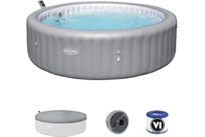 Bestway SaluSpa Hawaii Smart AirJet Inflatable Hot Tub Round Portable 6 to 8 Person Spa with 190 AirJets, App Control and EnergySense Cover, Grey