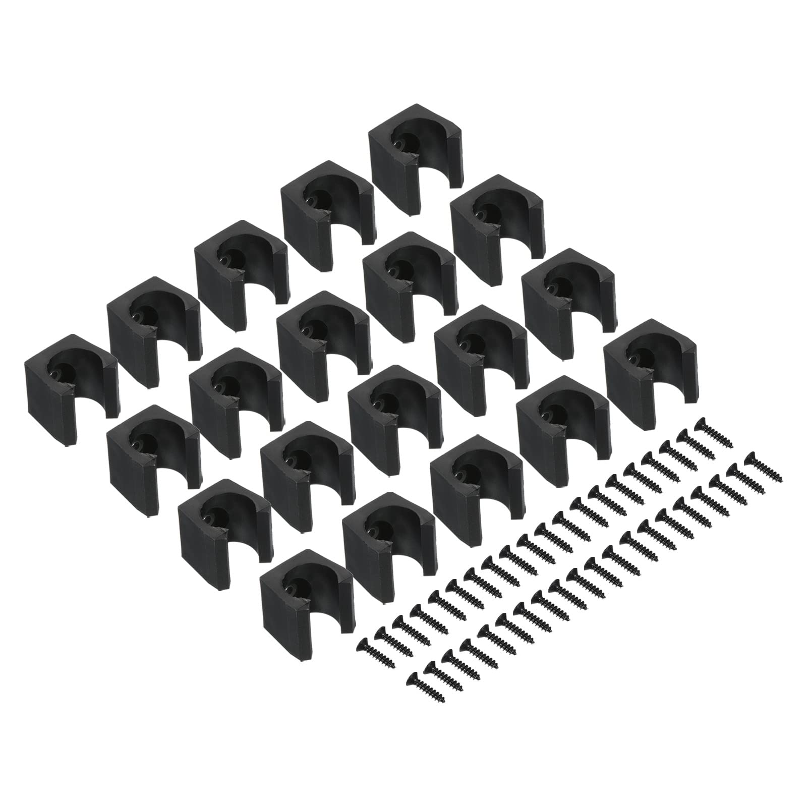 PATIKIL 14mm Dia Billiards Cue Locating Clip Holder, 20 Pack Plastic Snooker Clip for Fishing Rod Pool Cue Rack Storage, Black