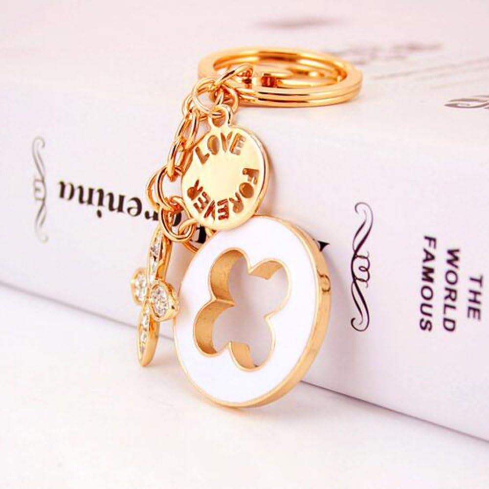 Four-Leaf Clover Crystal Rhinestone Keychain Key Chain Sparkling Key Ring Charm Purse Pendant Handbag Bag Decoration Holiday Gift