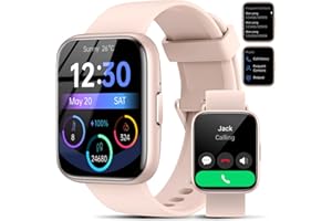 JEEJTEK Smart Watch for Men Women - Answer/Make Calls/Quick Reply/AI Voice Assistant, 1.83" for Android iPhone Samsung Compatible IP68 Smartwatch Blood Oxygen Heart Rate Fitness Tracker (Pink, 1.83")