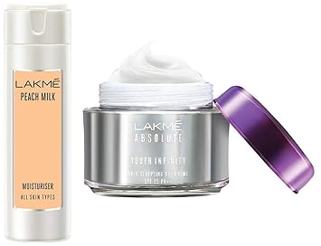 Lakme Peach Milk Moisturizer Body Lotion 200 ml & Lakme Absolute Youth Infinity Skin Sculpting Day Creme, 50g