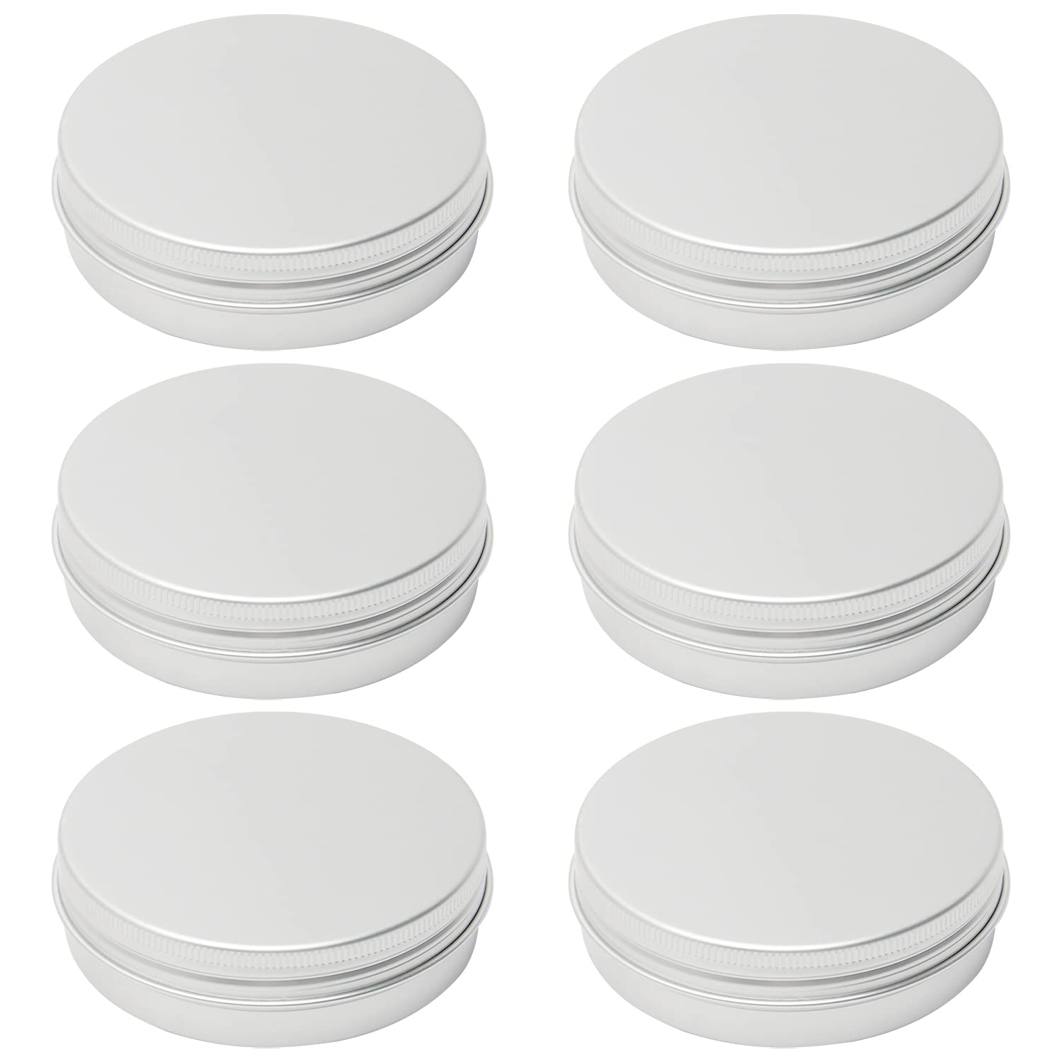Othmro 100ml Aluminium Tin Jars, 6pcs Round Metal Tins Empty Storage Containers, Makeup Storage Can Candles Jars Tins with Lid for DIY Crafts Travel Storage Silver (100ml/3.4oz)