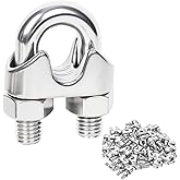 Lyrlidr 24 Pcs 1/8 inch Stainless Steel Wire Rope Cable Clamp Clips,Wire Rope Clamp,Cable Clamp(M3,24)