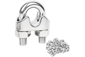 Lyrlidr 24 Pcs 1/8 inch Stainless Steel Wire Rope Cable Clamp Clips,Wire Rope Clamp,Cable Clamp(M3,24)