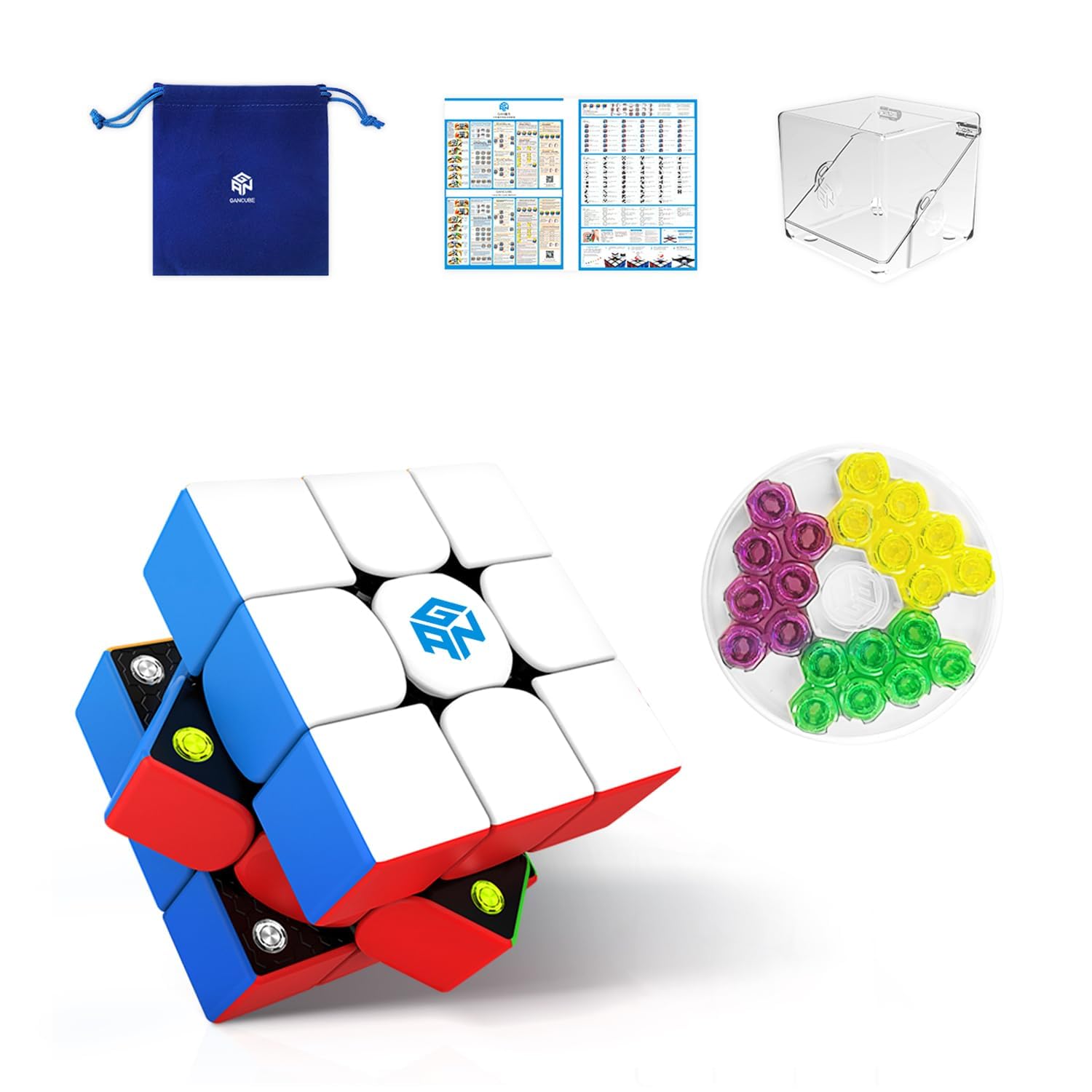 356 M, 3x3 gans Magnetic Speed Puzzle Cube 356M Cube with Extra GES, Stickerless