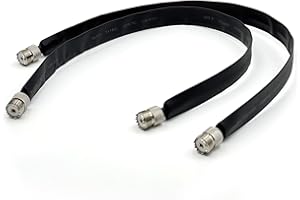 OKQX 2-Pack 19.6 Inch Coax Window Pass Through Flat Coaxial Cable – Black Cord Window Pass-Through Kit with SO239 UHF Female to UHF Female Connectors