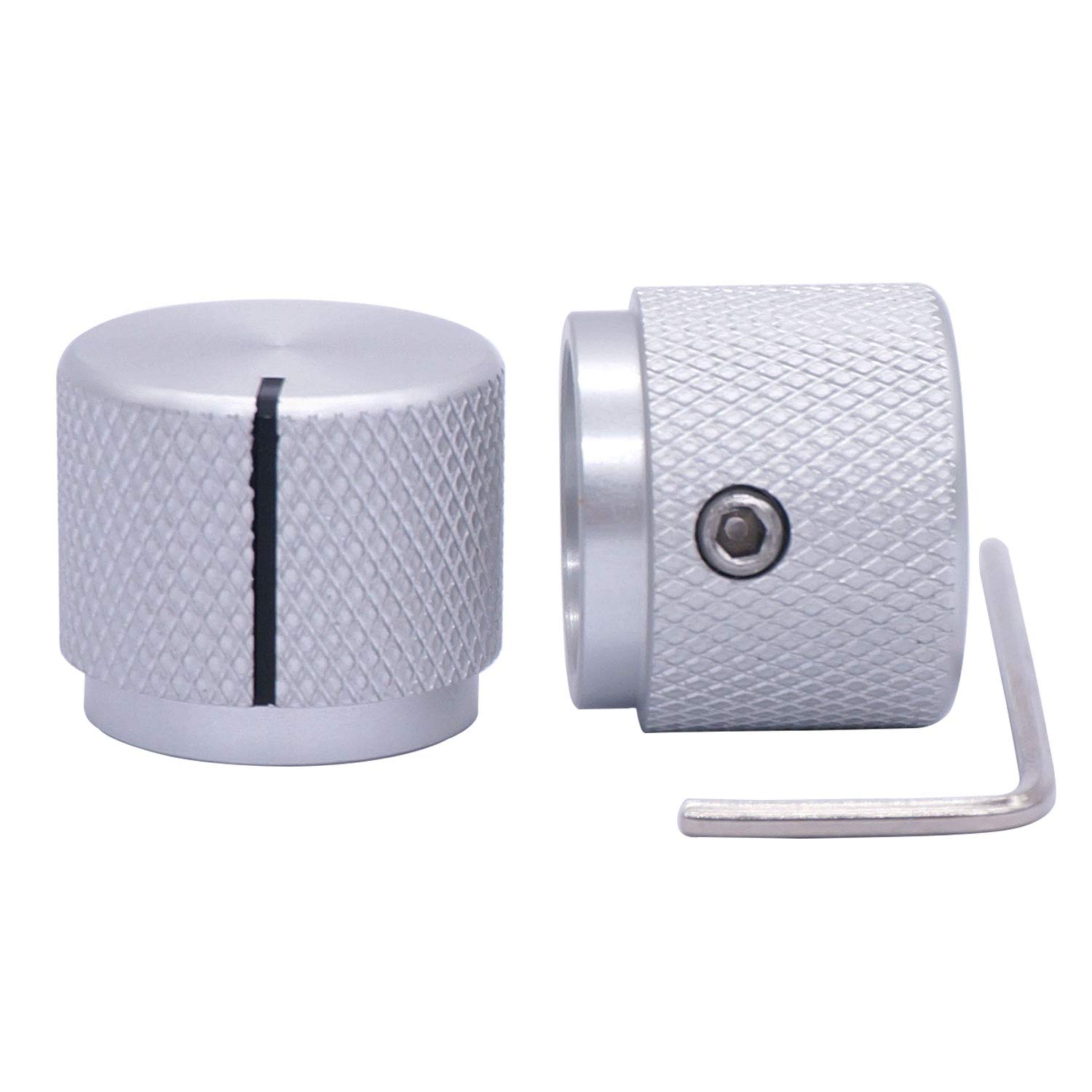 Taiss/ 2pcs Silver color Aluminum Rotary Electronic Control Potentiometer Knob For 6 mm Diameter Shaft, Volume Control Knob, Audio knob, Guitar Knob，Switch Knob, 20mm dia. x 17mm height