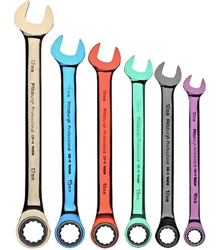 Pittsburgh 6 Piece SAE Ratcheting Color Combo Wrench Set