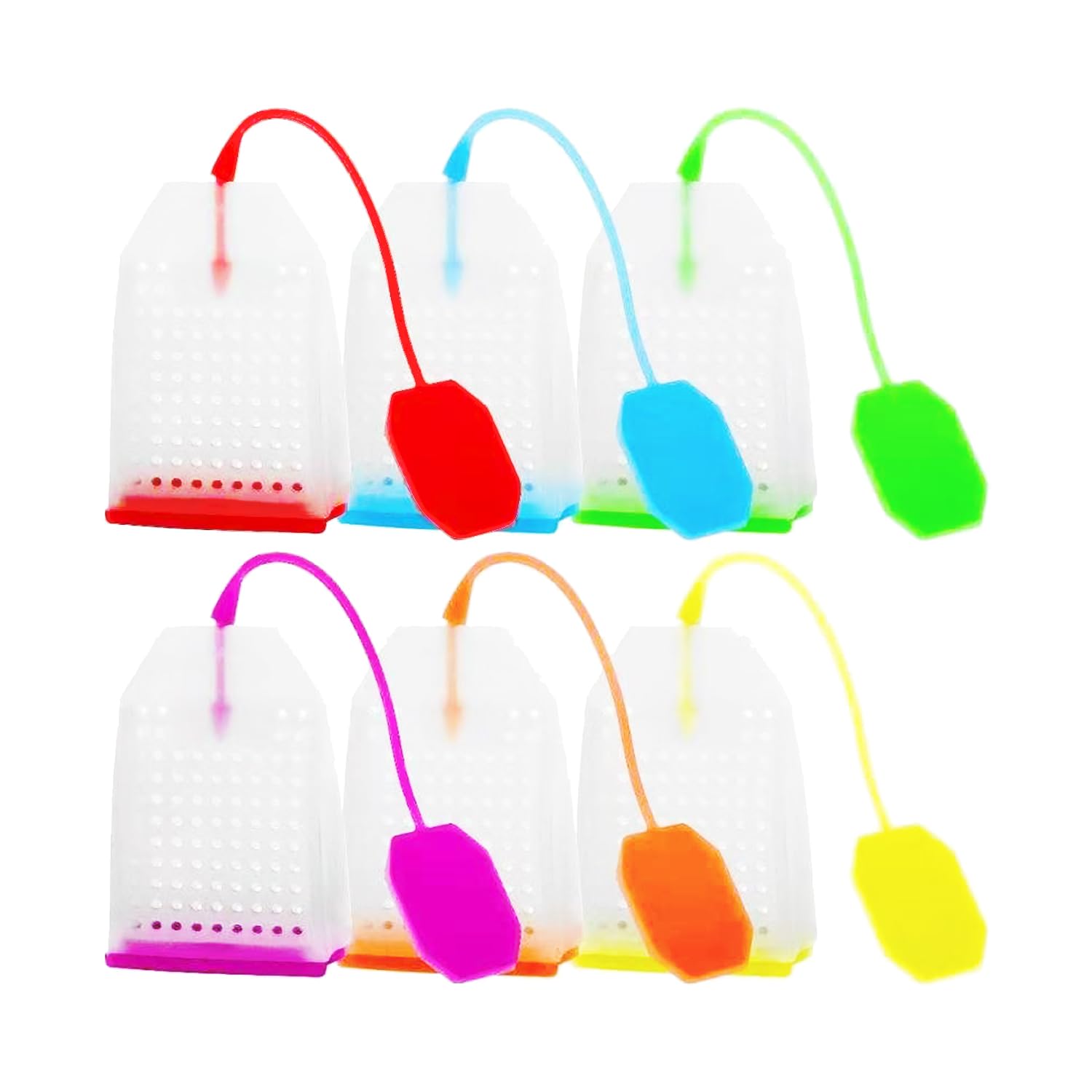 Rumyve Reusable Silicone Tea Filter Bag - 6 Pcs Safe Loose Leaf Tea Bags With Long Rope in 6 Colors for Cups and Teapot
