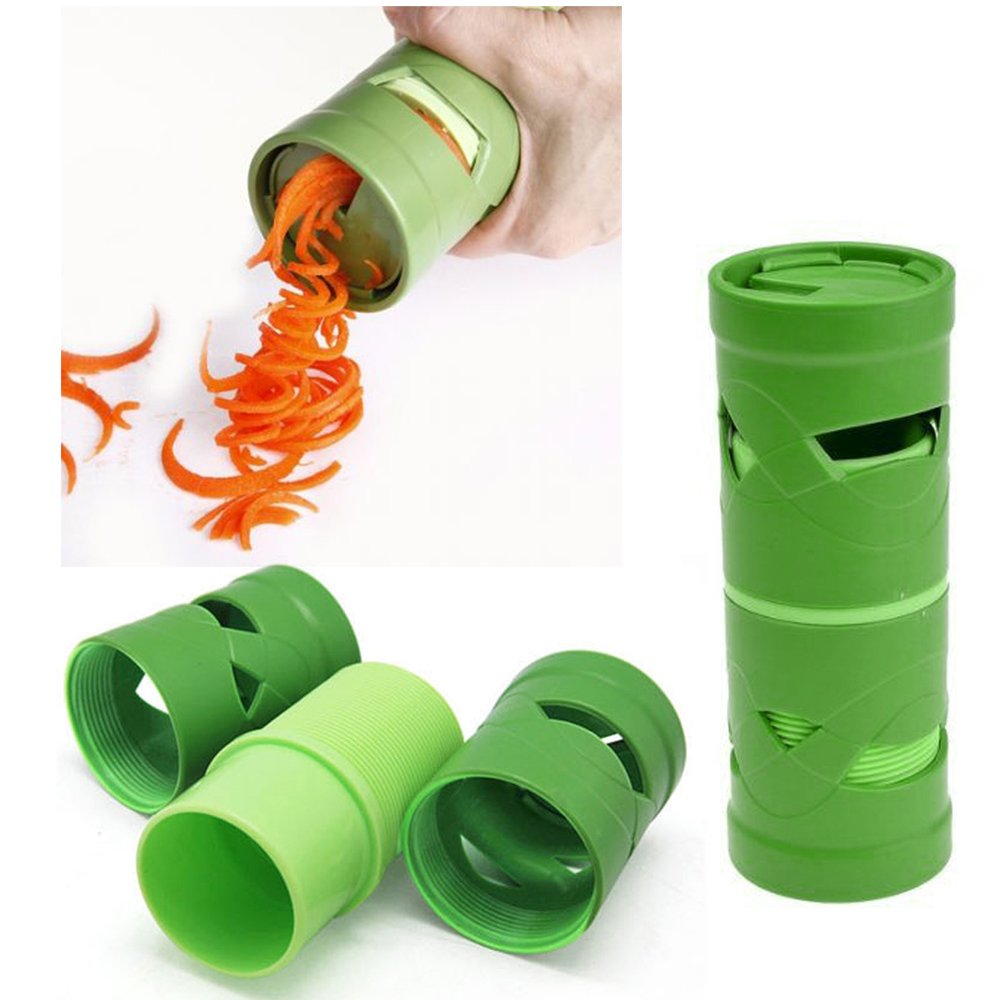 Happy Hours - Kitchen Tool food Processor Fruit Vegetable Cucumber Twister Spiral Turning Cutter Slicer Garnish Salad Raw Low Carb Noodle Maker Spiral Julienne Strips Veggetti Spaghetti Device
