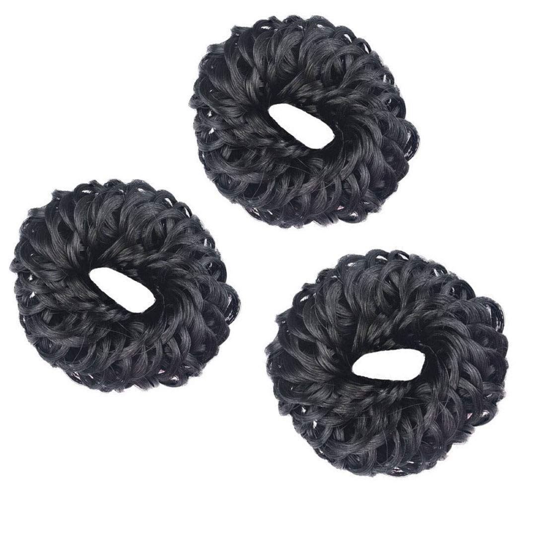 Chronex Pack of 3 Black Synthetic Hair Juda Band | Hair Extenshion | Bun Maker | Juda Accessories For Women And Girls