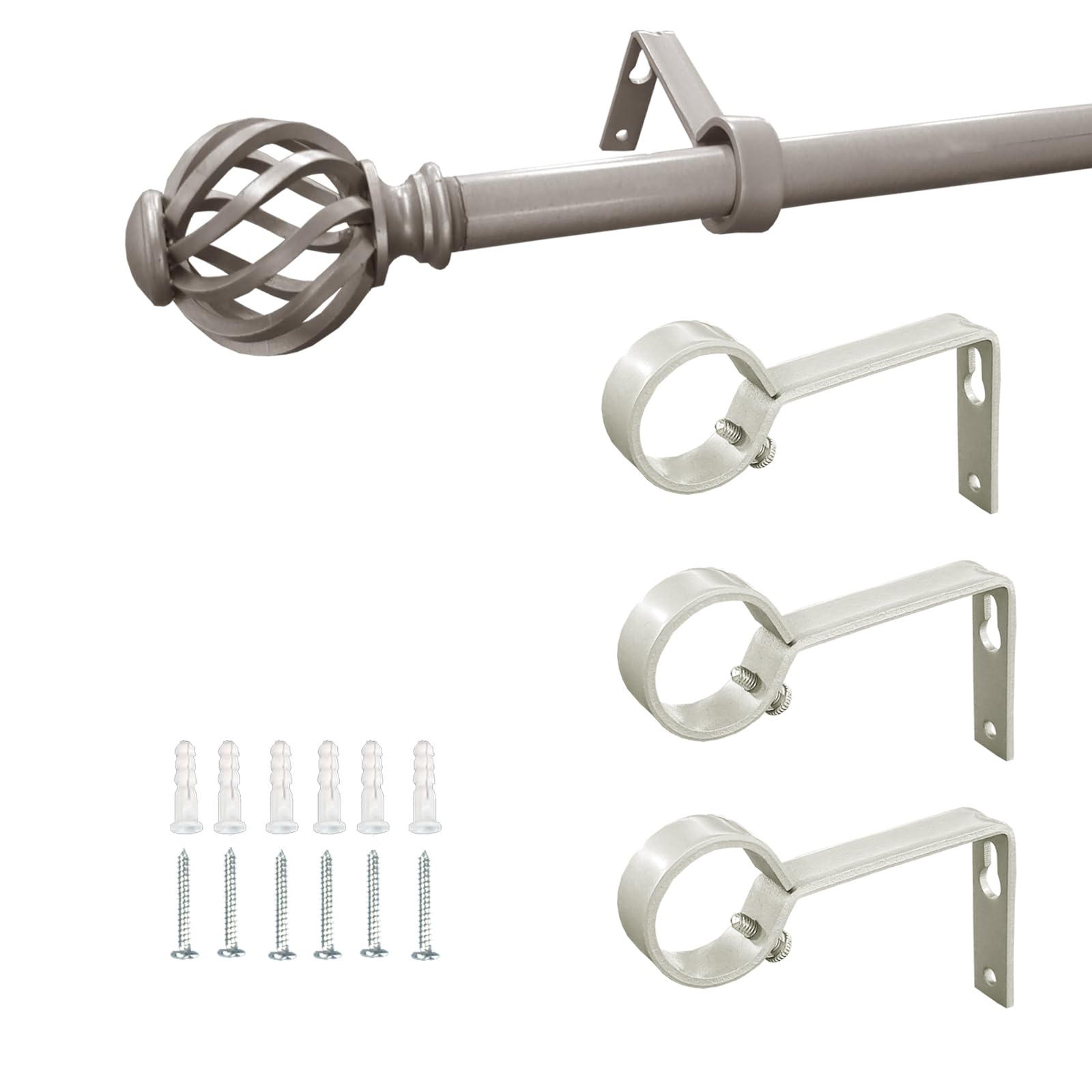 Photo 1 of Kowibcl Ceiling Curtain Rod Bracket, 3 Pcs Ceiling Mounted Curtain Rod Brackets for 7/8 Inch Curtain Rod Holder, Heavy Duty Ceiling Bracke for Wall(Silver)