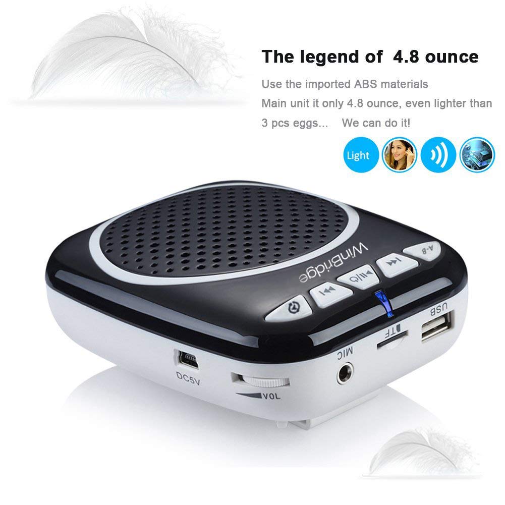 W WINBRIDGE Voice Amplifier Portable Microphone and Speaker Loudspeaker Personal Microphone Speech Amplifier Clip On for Teacher, Elderly,Coaches, Training, Presentation, Tour Guide