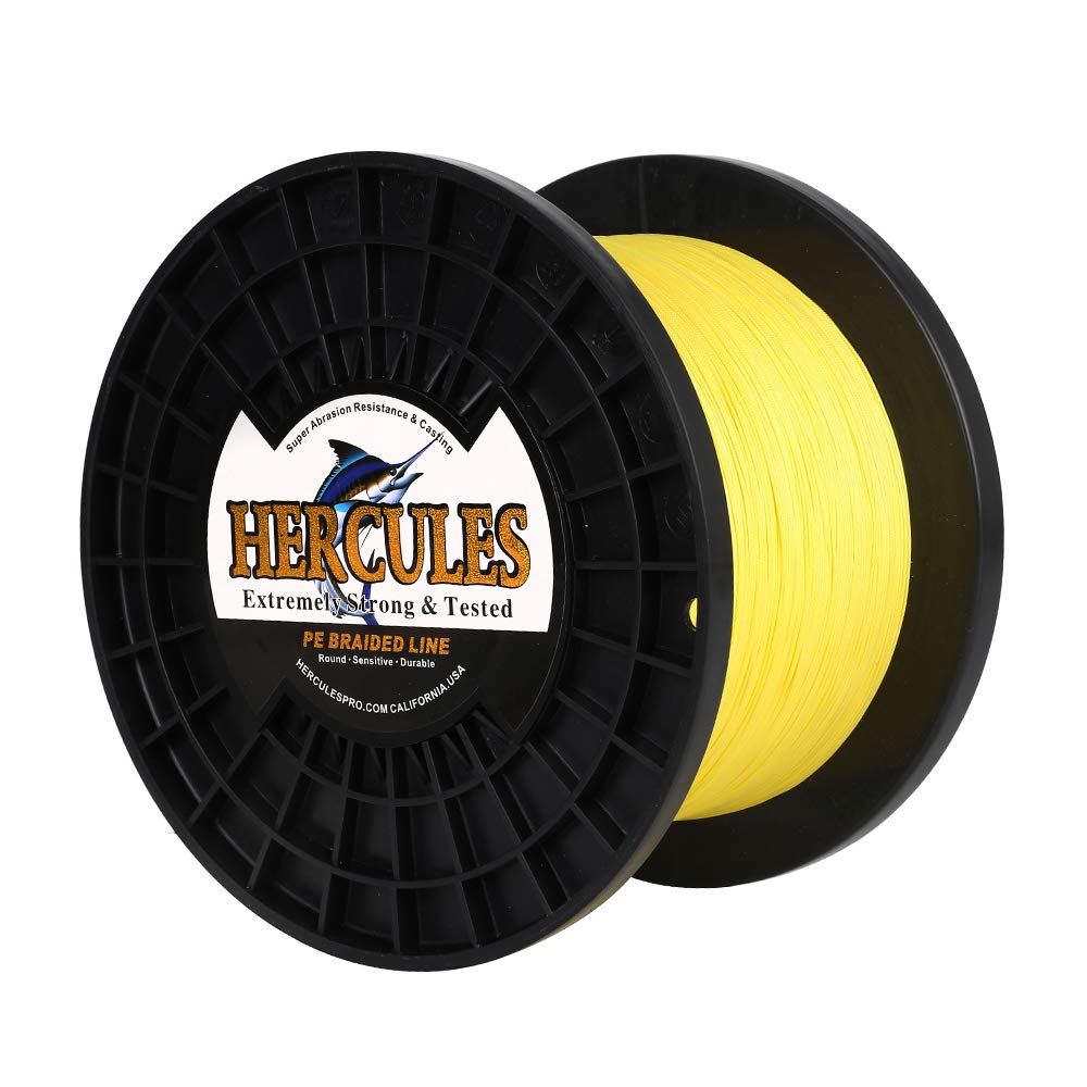 Hercules Super Cast 1000M 1094 Yards Braided Fishing Line 300 LB Test for Saltwater Freshwater PE Braid Fish Lines Superline 8 Strands - Yellow, 300LB (136.1KG), 1.20MM — image 1