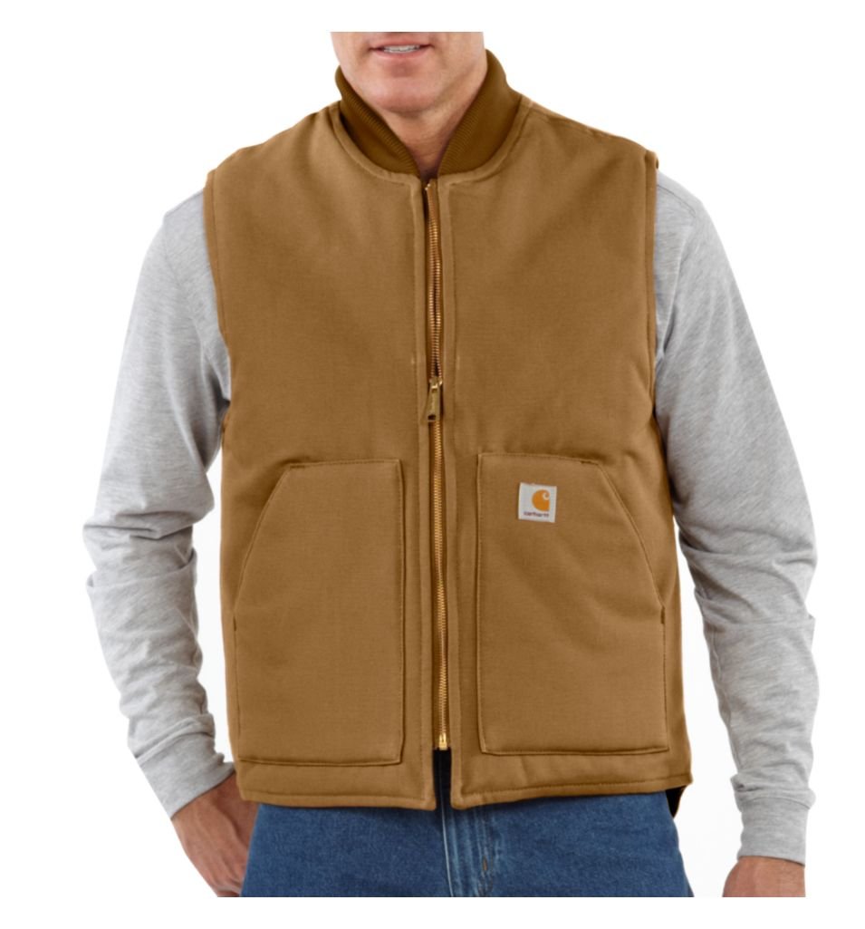 Carhartt Men's Relaxed Fit Firm Duck Insulated Rib Collar Vest, Carhartt® Brown, S