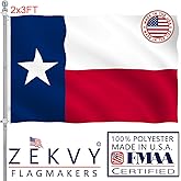 ZEKVY Texas Flag 2x3 Outdoor Made in USA - Double Sided Heavy Duty Vivid Color Texas State Flag with 2 Brass Grommet