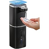 Automatic Liquid Soap Dispenser, 13.5oz/400mL, USB Rechargeable, 9-Level Adjustable, IPX5 Waterproof, Touchless & Wall/Tabletop, Compatible with Thick Thin Dish Soap for Kitchen Bathroom, Black