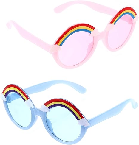 Amazon Co Jp Aboofan 2個子供サングラス虹眼鏡パーティー好意ピンクブルー少年少女のための誕生日卒業パーティー用品グッディバッグ充填剤ビーチプールシェードパーティー写真の小道具 ホーム キッチン