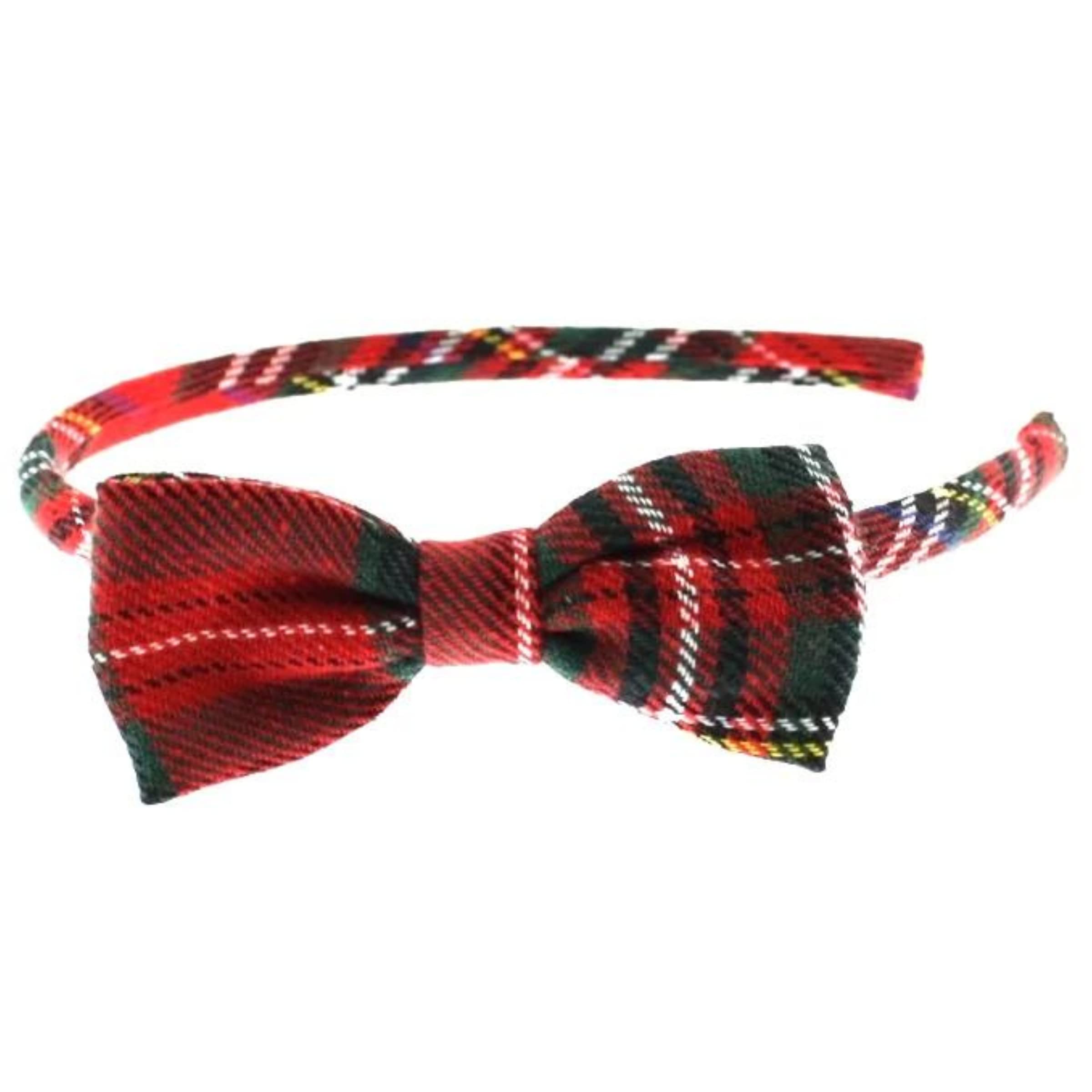 Topkids Accessories Tartan Hair Bows, Bobby Pins and Alice Bands for Girls and Women, Hair Clips for Girls, Hair Accessories for Women, Headbands for Women's Hair, Burns Night (Tartan Alice w/bow)