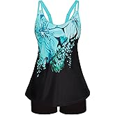 Arolina Tankini Swimsuits for Women Tummy Control Two Piece Bathing Suits Flowy Swim Tops with Boy Shorts