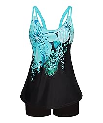 Arolina Retro Swimsuit for Women Tummy Control Blue