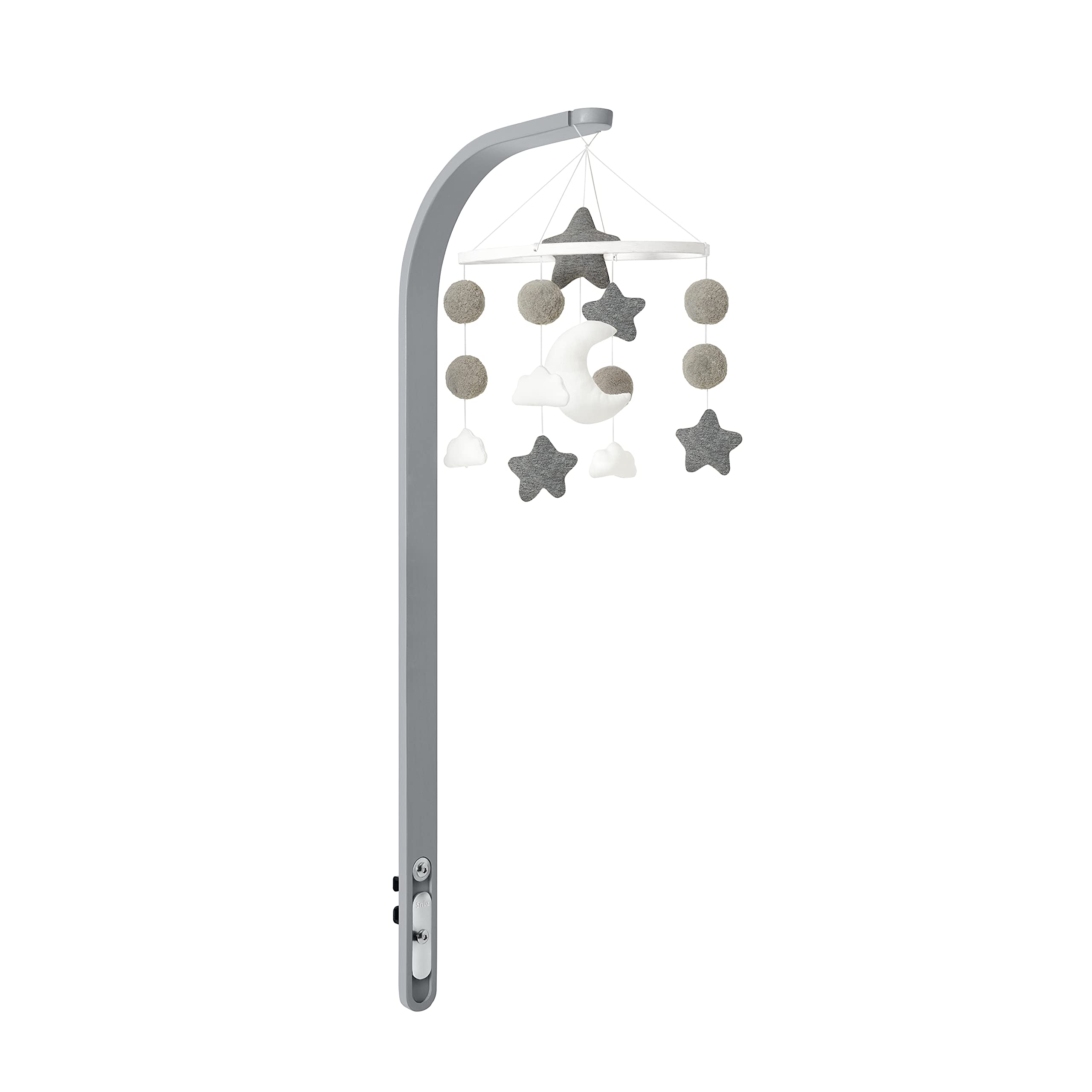 Snuz Mobile - Soft Baby Cot Mobile for SnuzPod and SnuzKot with Stars, Moon and Clouds Design - Dove