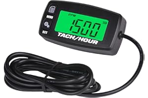 Jayron Self Powered Digital Tach/Maintenance/Hour Meter for Generator Lawn Mower Chainsaw Motorcycle ATV