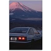 Jdm Car Ae86 Tail Light Mount Fuji Art Car Posters & Prints Car Canvas Wall Art Living Room Decor for Men Aesthetic Paintings Pictures Wall Decor Framed Unframed 12x18inch(30x45cm)