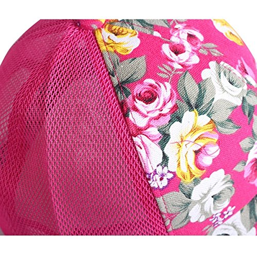 Newest trent Perforated Adjustable Sport Mesh Cap Sun Hat, Flower Floral Print Baseball Cap Golf Hats Tennis Hat for Women girls - Hot Pink - Thumbnail 3