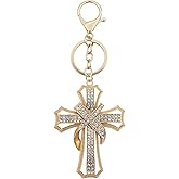TTYY Stylish Rhinestone Cross Keychain - Sparkling Christian Car Key Ring for Women Men,Religious Gift for Purse Backpack Bag
